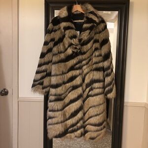 Unreal Fur Black and Tan Striped Teddy Jacket